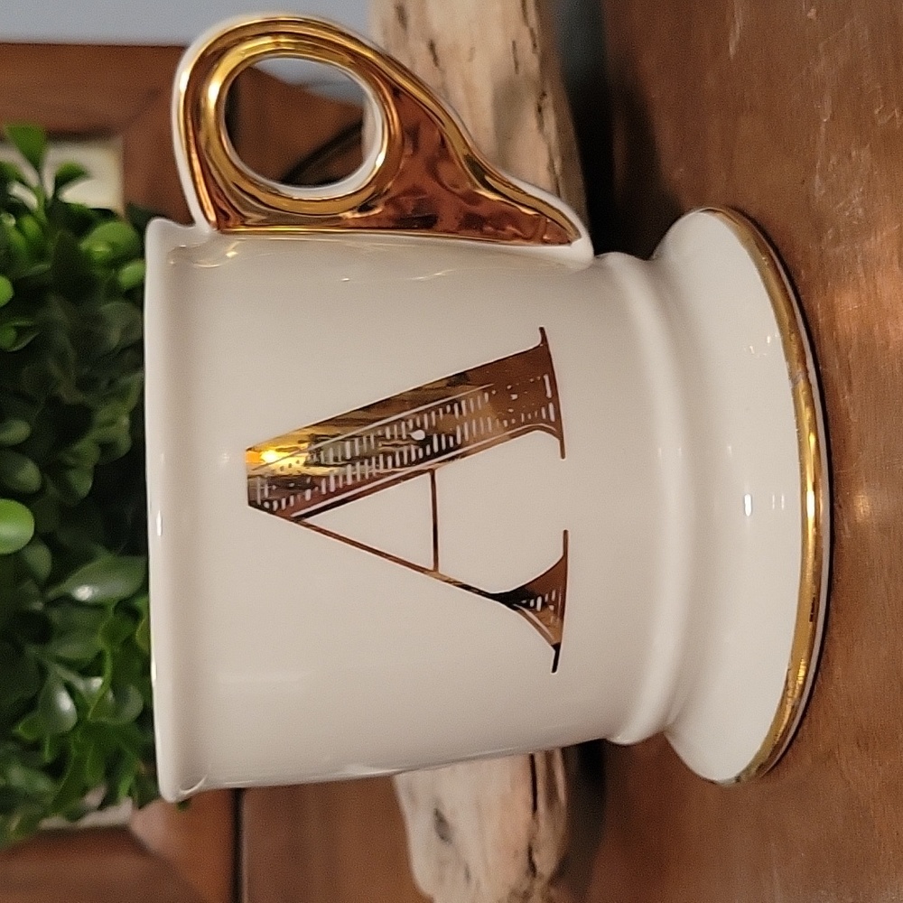 Anthropologie Classic monogram 'A' mug Shaving cream style